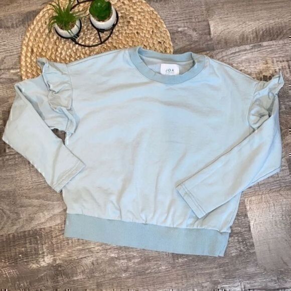 J.O.A Just One Answer seafoam green crop sweatshirt size small - Picture 1 of 5